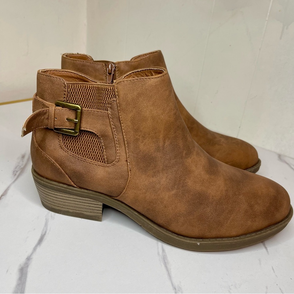 Lane Bryant Brown DreamCloudRugged Side-Buckle Ankle Bootie Sz 10.5 Wide Width - Picture 4 of 9